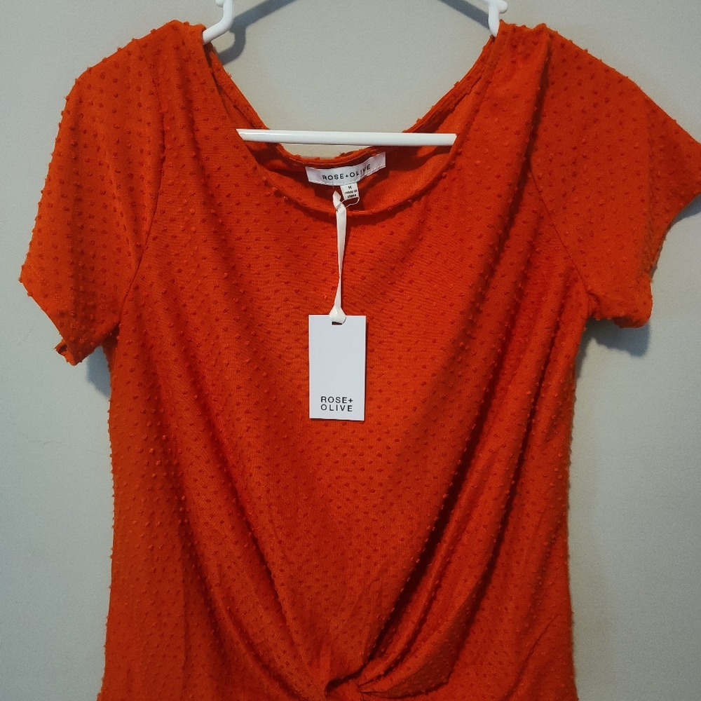 Rose and Olive orange shirt, casual size medium